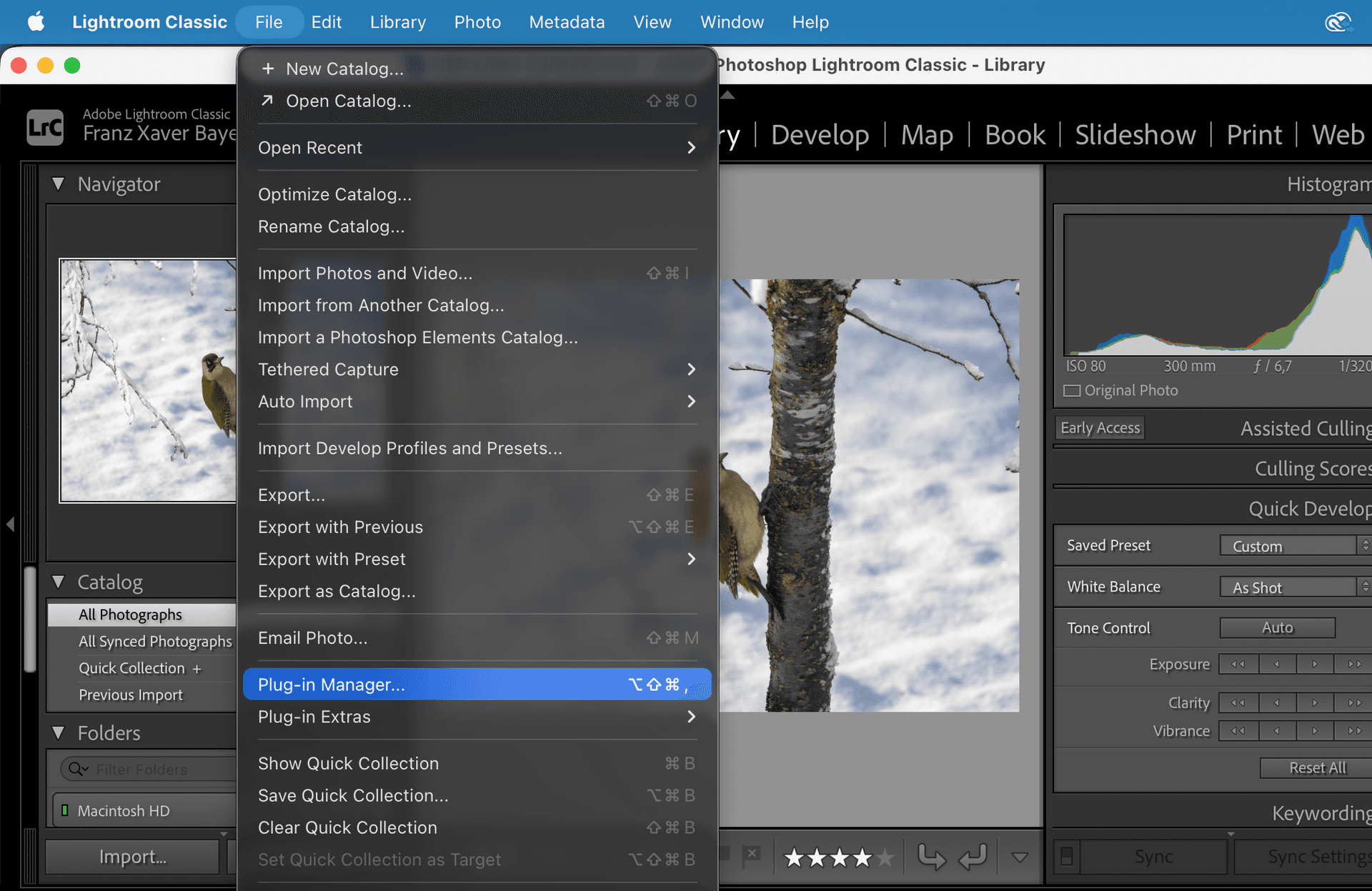 Open Lightroom Plug-in Manager 